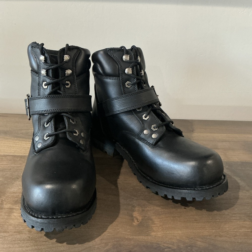 Milwaukee Leather 9010 Mens Black Leather Engineer Motorcycle Rider Boots 9.5EEE